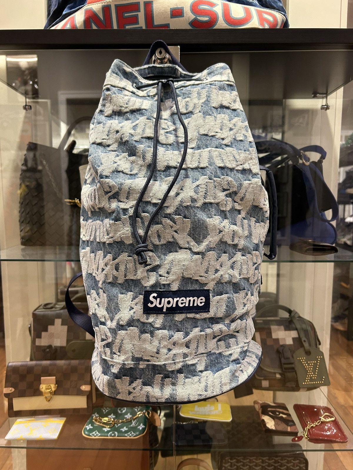 Supreme Supreme Fat Tip Jacquard Denim Backpack Size ONE SIZE - 1 Thumbnail