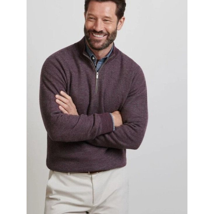 Peter Millar Peter Millar Merino Wool Quarter Zip Sweater - Purple Autumn Size US M / EU 48-50 / 2 - 2 Thumbnail