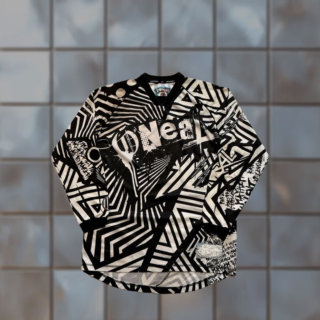 Vintage VINTAGE O’Neal Jersey Long Sleeve Racing AOP MX Motocross Lightning Bolt White Black M Boys Mens Womens Size US S / EU 44-46 / 1 - 1 Thumbnail