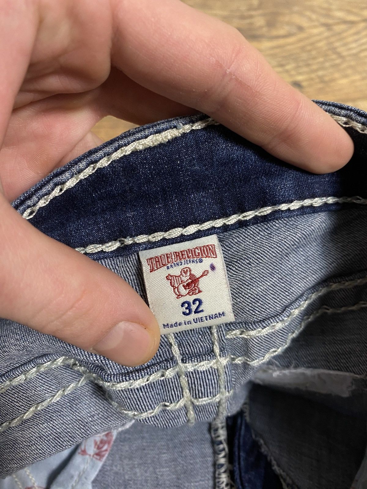 True Religion True Religion Big T Skinny Flap Jeans White Stitch 32 Size 32" / US 10 / IT 46 - 4 Thumbnail