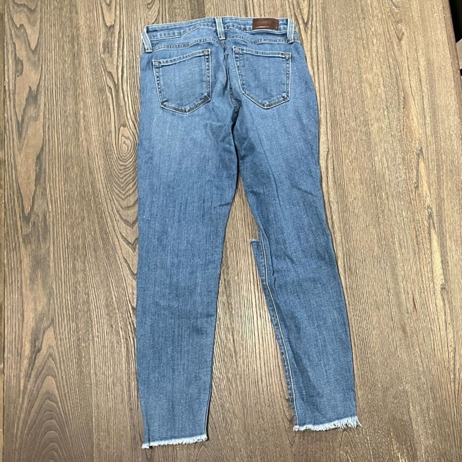 Other Just Black Denim Blue Distressed Raw Hem Skinny Jeans Sz 28 Size 28" / US 6 / IT 42 - 10 Thumbnail
