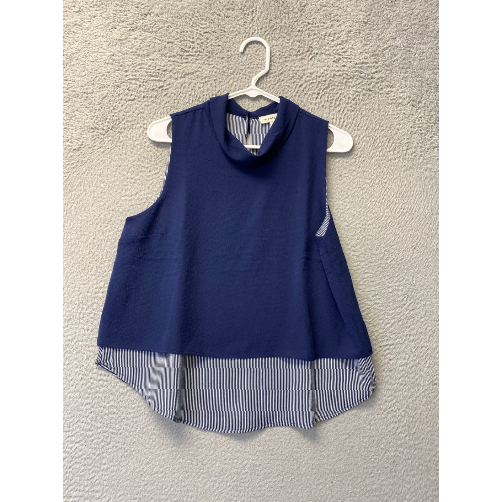 Vintage Manteau Shirt Tank Top Women's Large Navy Lightweight Sleeveless Activewear NWT 80-87 Dresswoman? Size L / US 10 / IT 46 - 2 Thumbnail