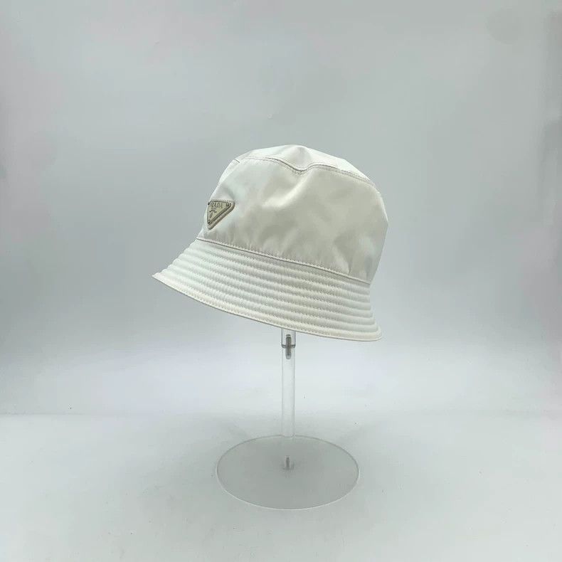 Prada SizeM White triangle label cotton casual fisherman's