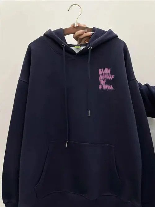 Designer Vintage Heavy Shadow Letter Print Casual Hooded Sweatshirt Size US XL / EU 56 / 4 - 2 Thumbnail