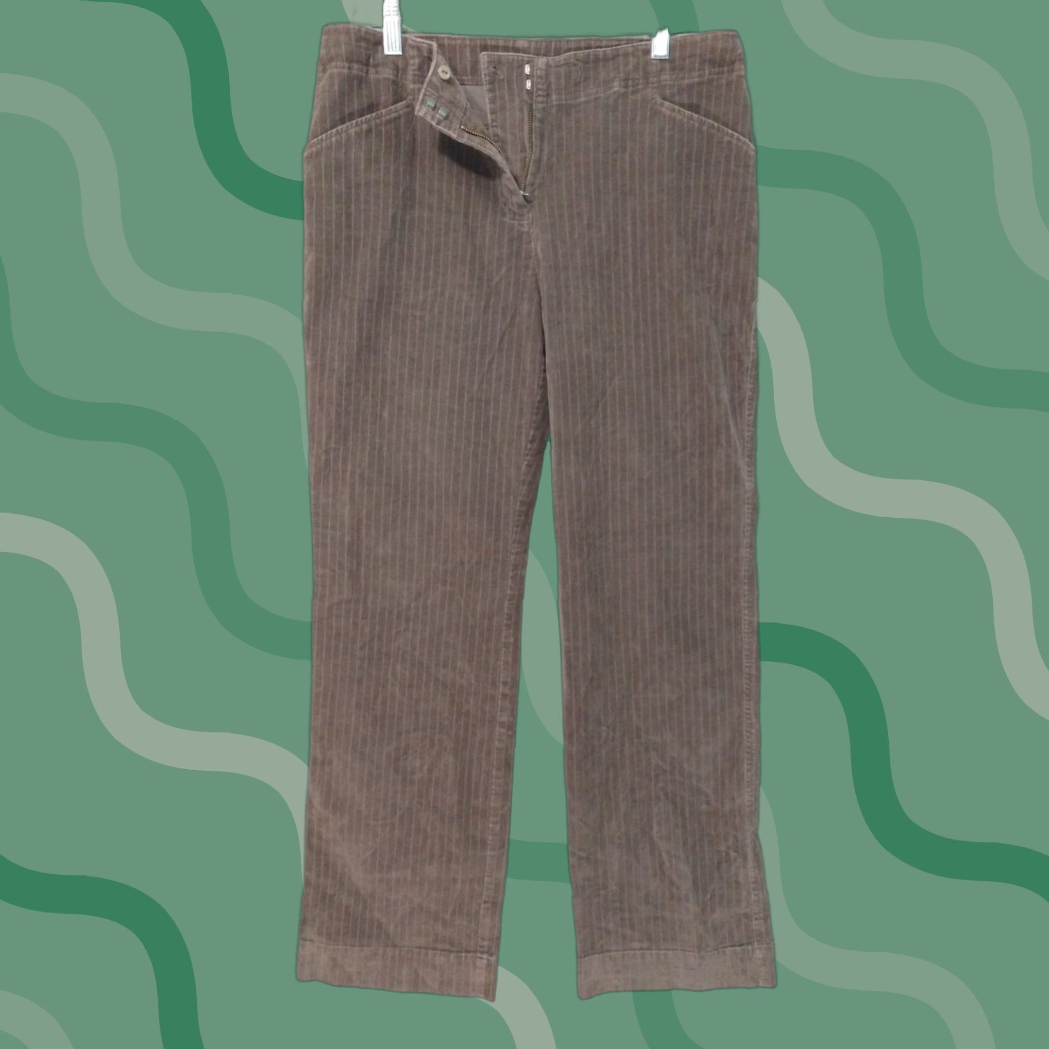J. Jill J. Jill Women's Pants Size 10 Brown Striped Corduroy Mid Rise Flat Front Stretch Chino Casual Size 32" / US 10 / IT 46 - 1 Thumbnail