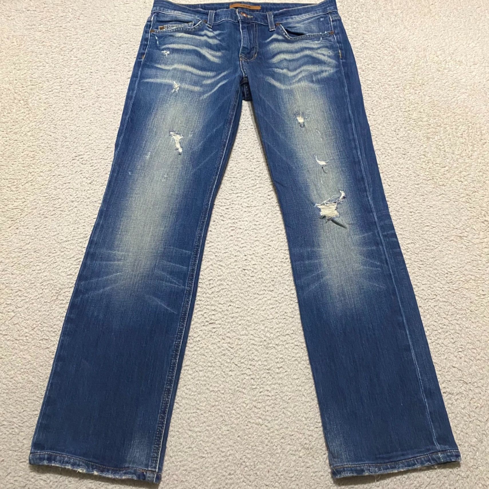 Vintage Joes Jeans Brixton Slim Straight Jeans Mens 30 Mid Rise Blue Denim Distressed Size US 30 / EU 46 - 2 Thumbnail
