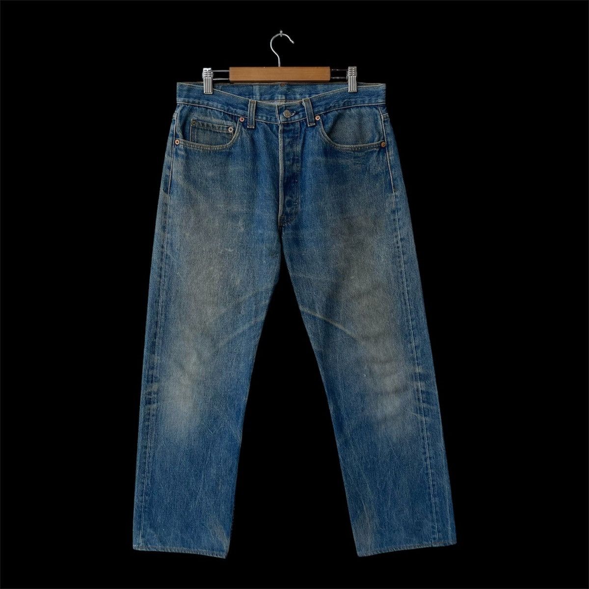 Levi's Vintage 80s Levi's 501 Heavy Vintage Wash Denim Jeans Size US 34 / EU 50 - 1 Thumbnail