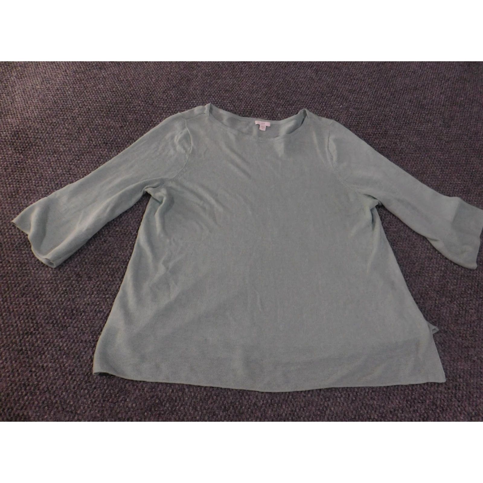 Vintage J Jill Sweater Womens XL Green 3/4 Sleeve Knit Pullover Top Crew Neck Lightweight Casual Knit Pullover Top Linen Cotton Modal Rayon Size XL / US 12-14 / IT 48-50 - 2 Thumbnail