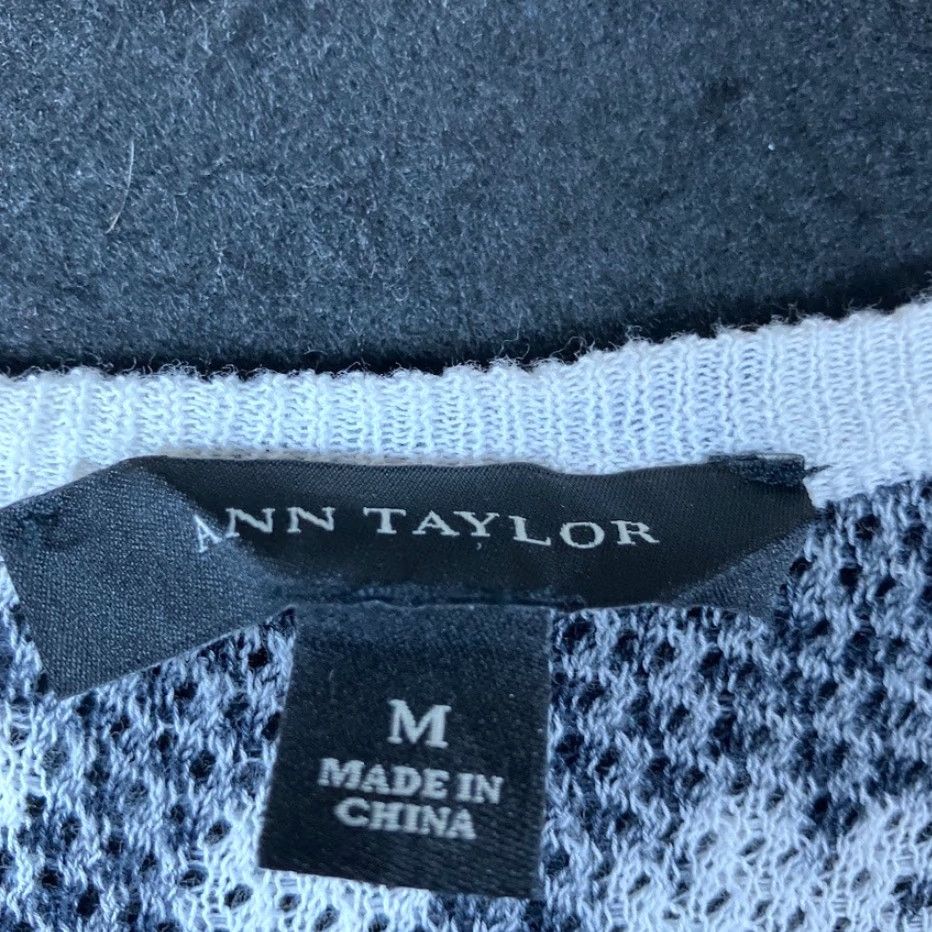 Ann Taylor Ann Taylor Womens Sweater Floral Button Front Knitted 100% Cotton M Navy White Cardigan Casual Womens Size M / US 6-8 / IT 42-44 - 6 Thumbnail