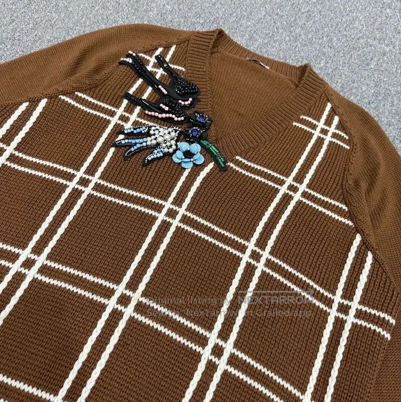 Miu Miu Miu Miu Brown Knit Sweater with Embellishments . Size M / US 6-8 / IT 42-44 - 3 Thumbnail