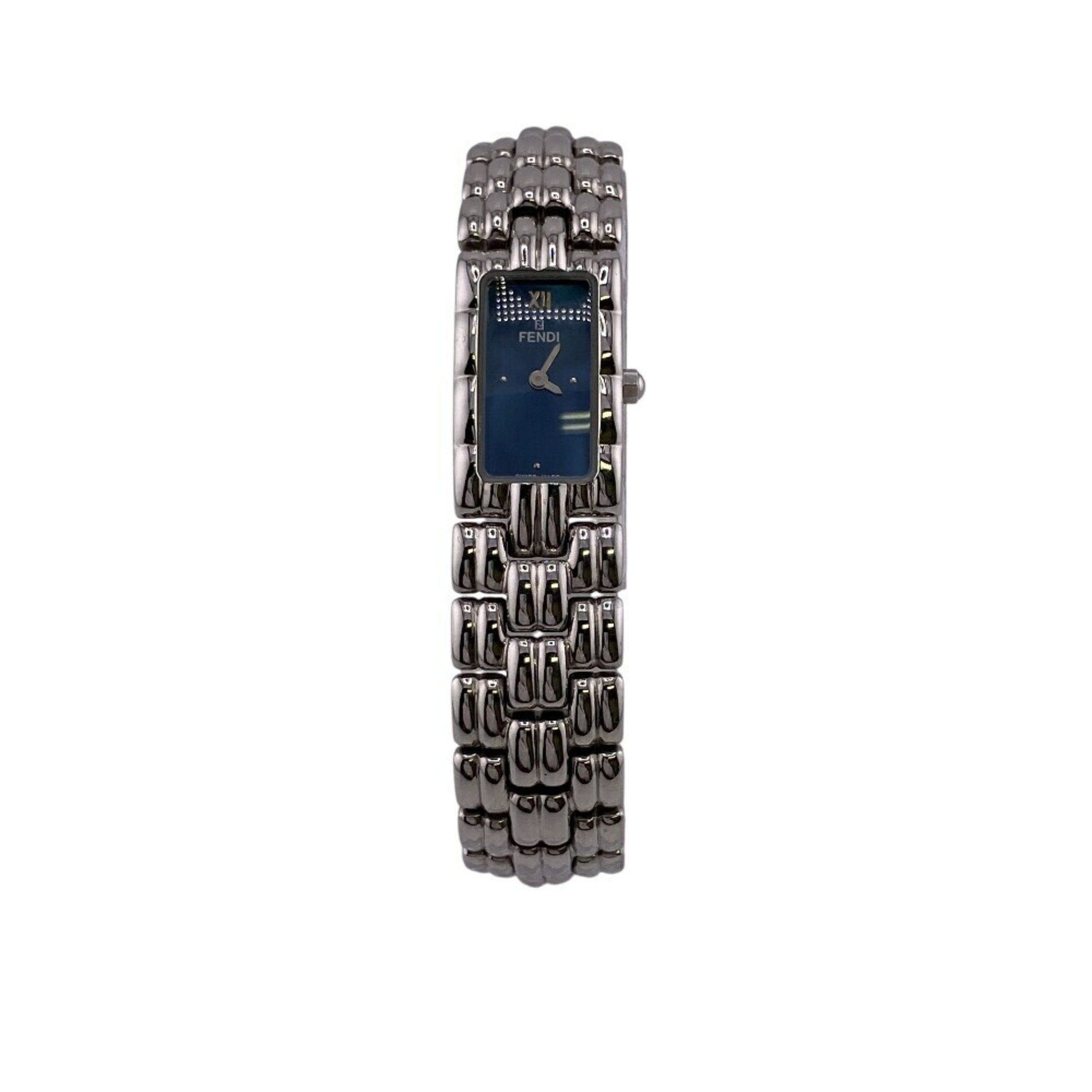 Fendi 660L Quartz Ss Watch Analog Digital Blue Women's