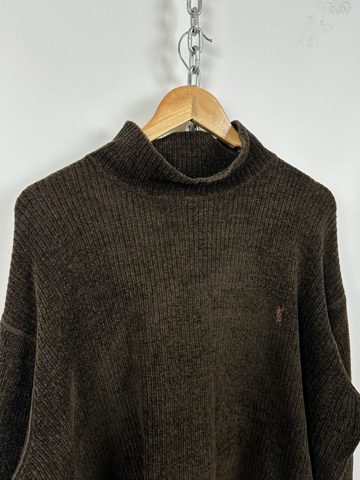 Yves Saint Laurent Vintage Yves Saint Laurent YSL Mock Neck Ribbed Sweater Size US L / EU 52-54 / 3 - 7 Thumbnail