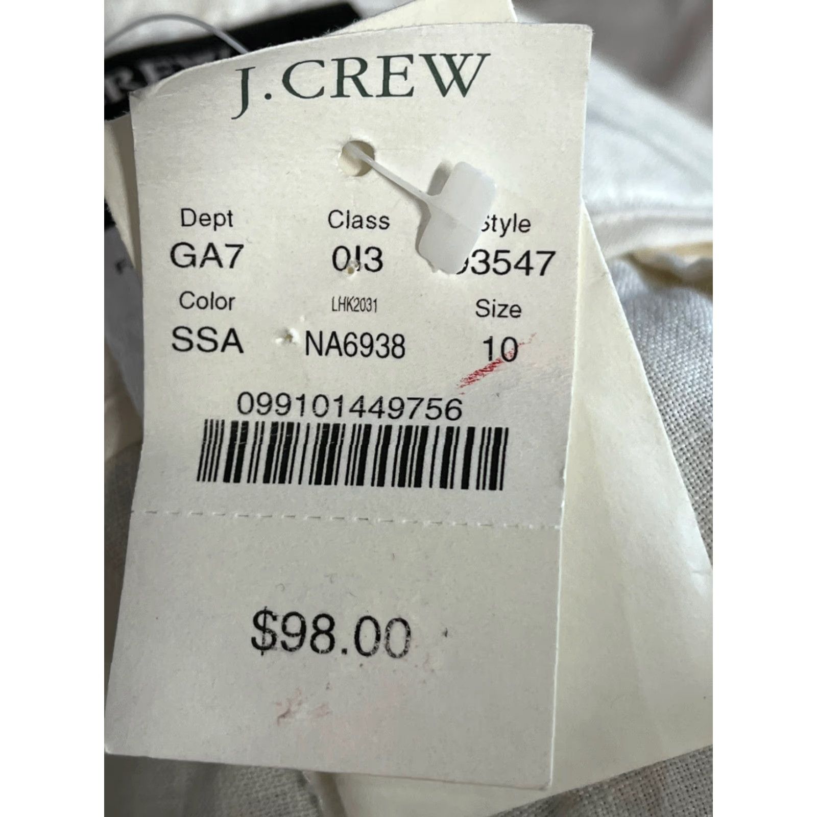 J.Crew J. CREW X BAIRD MCNUTT Ladies Linen Wide-Leg Pants Size 10 Ivory Flat Front Casual Travel Size 32" / US 10 / IT 46 - 6 Thumbnail