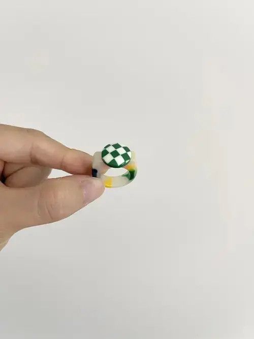 Vintage STEAL! Y2K Japan 3D checkerboard Ring Size ONE SIZE - 7 Thumbnail