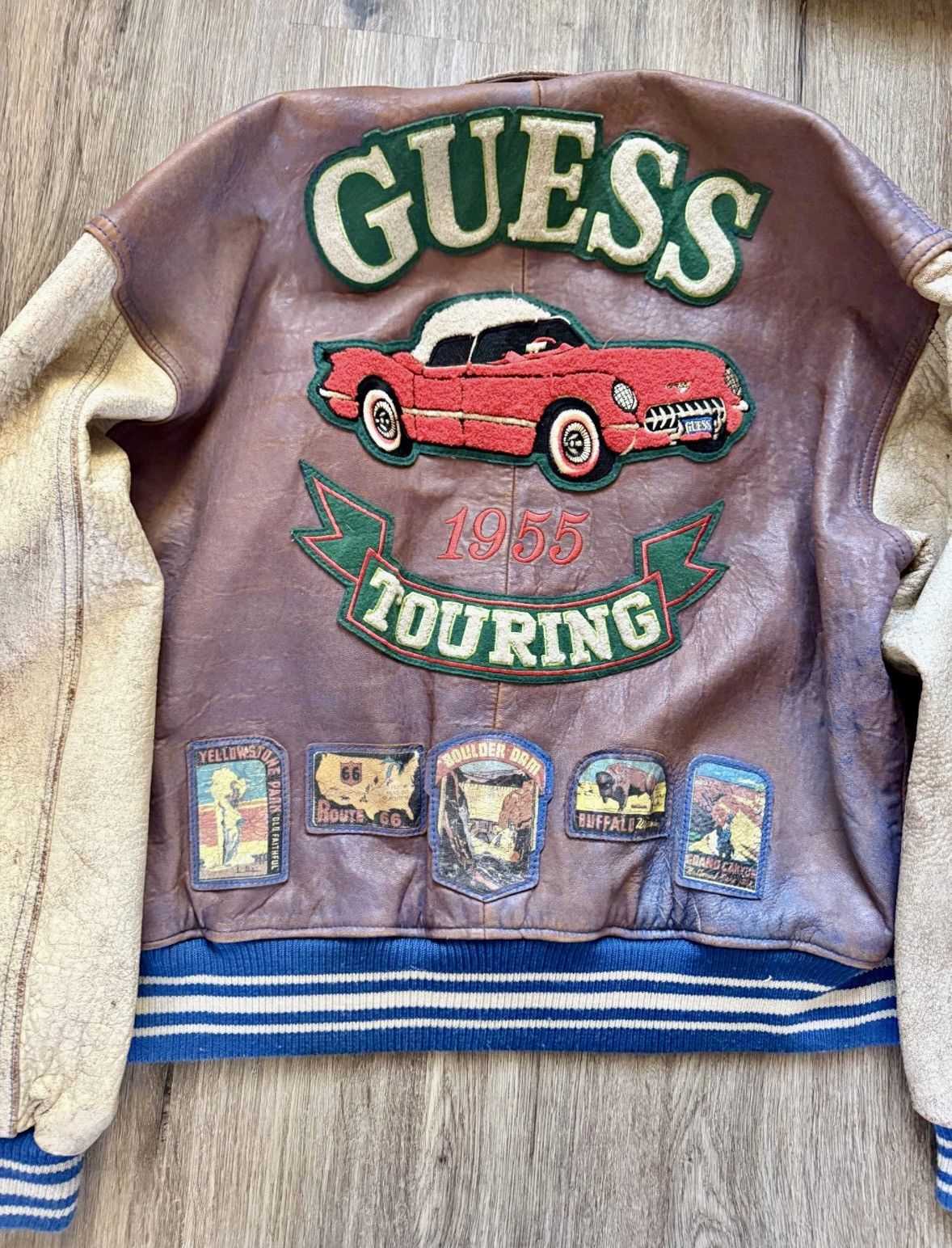 Guess Vintage Guess Varsity Jacket 90s Georges Marciano Route 66 Size US L / EU 52-54 / 3 - 1 Thumbnail