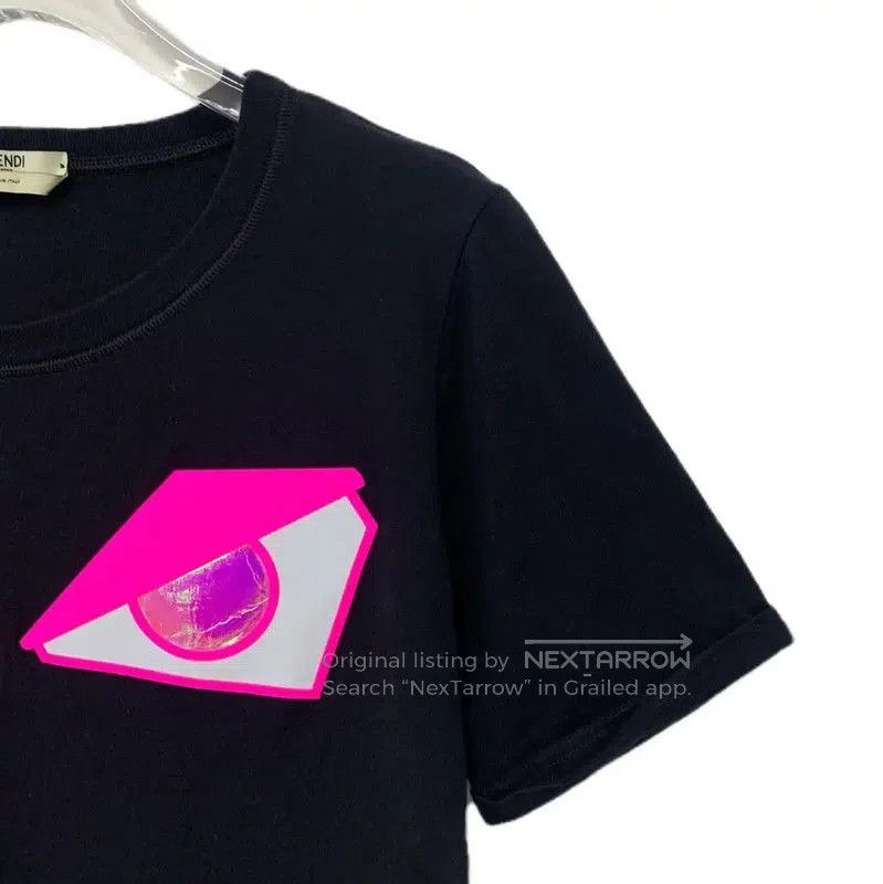 Fendi Fendi Black Cotton T-Shirt with Eye Print . Size M / US 6-8 / IT 42-44 - 4 Thumbnail