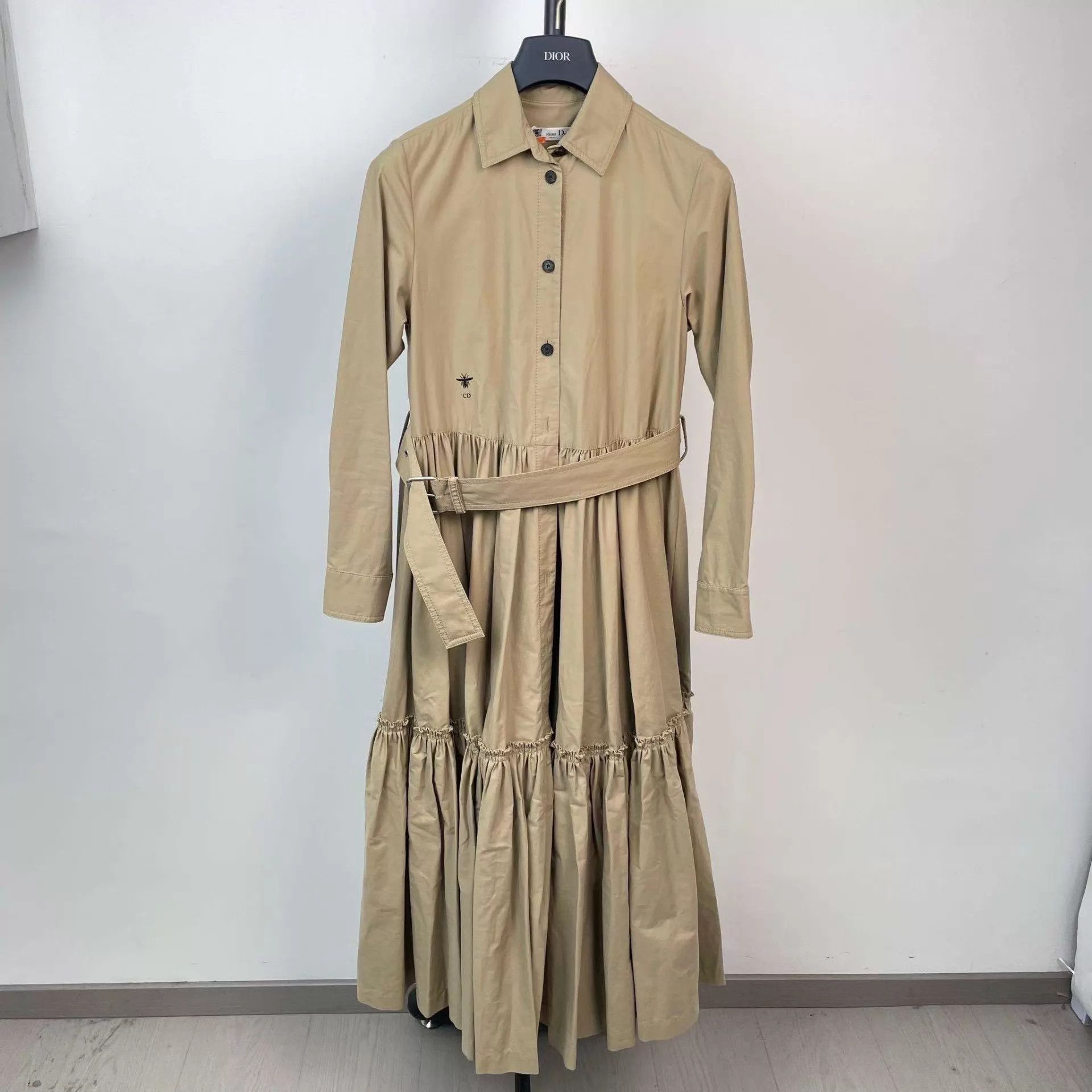 Dior Dior cotton long dress 36 khaki Size S / US 4 / IT 40 - 1 Thumbnail