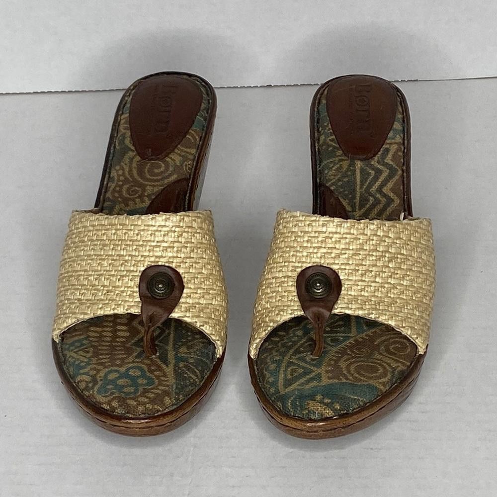 Born BORN Sandals, MOA1 Leather Wedge Slip On, 9 Size US 9 / IT 39 - 2 Thumbnail