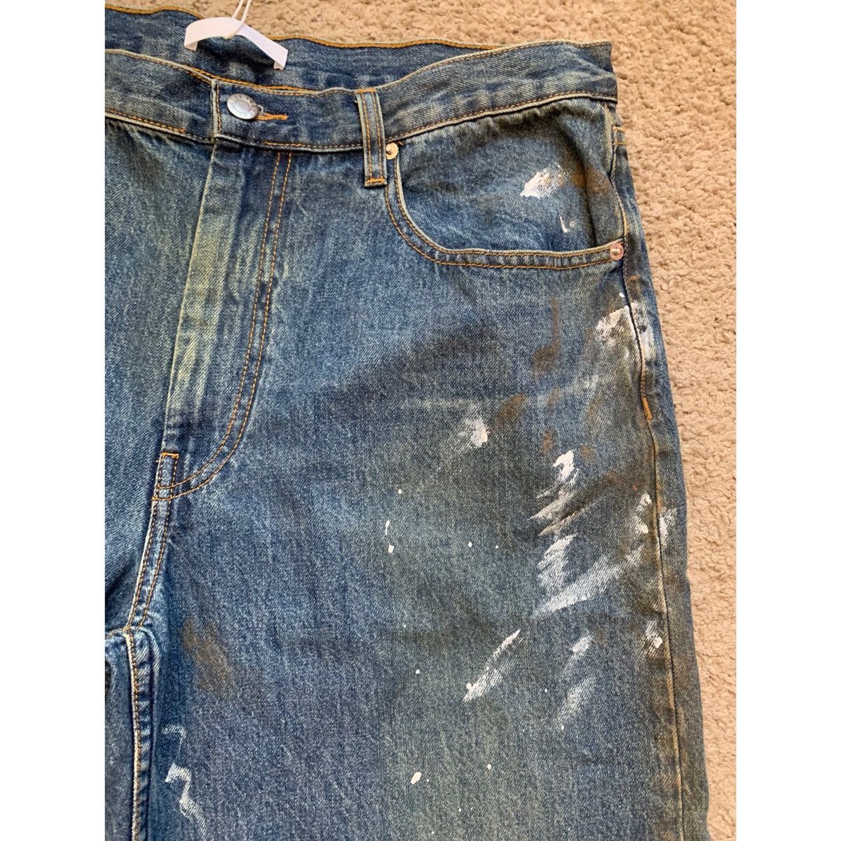 Helmut Lang HELMUT LANG CROPPED PAINT SPLATTER WIDE LEG JEANS Size US 34 / EU 50 - 25 Thumbnail