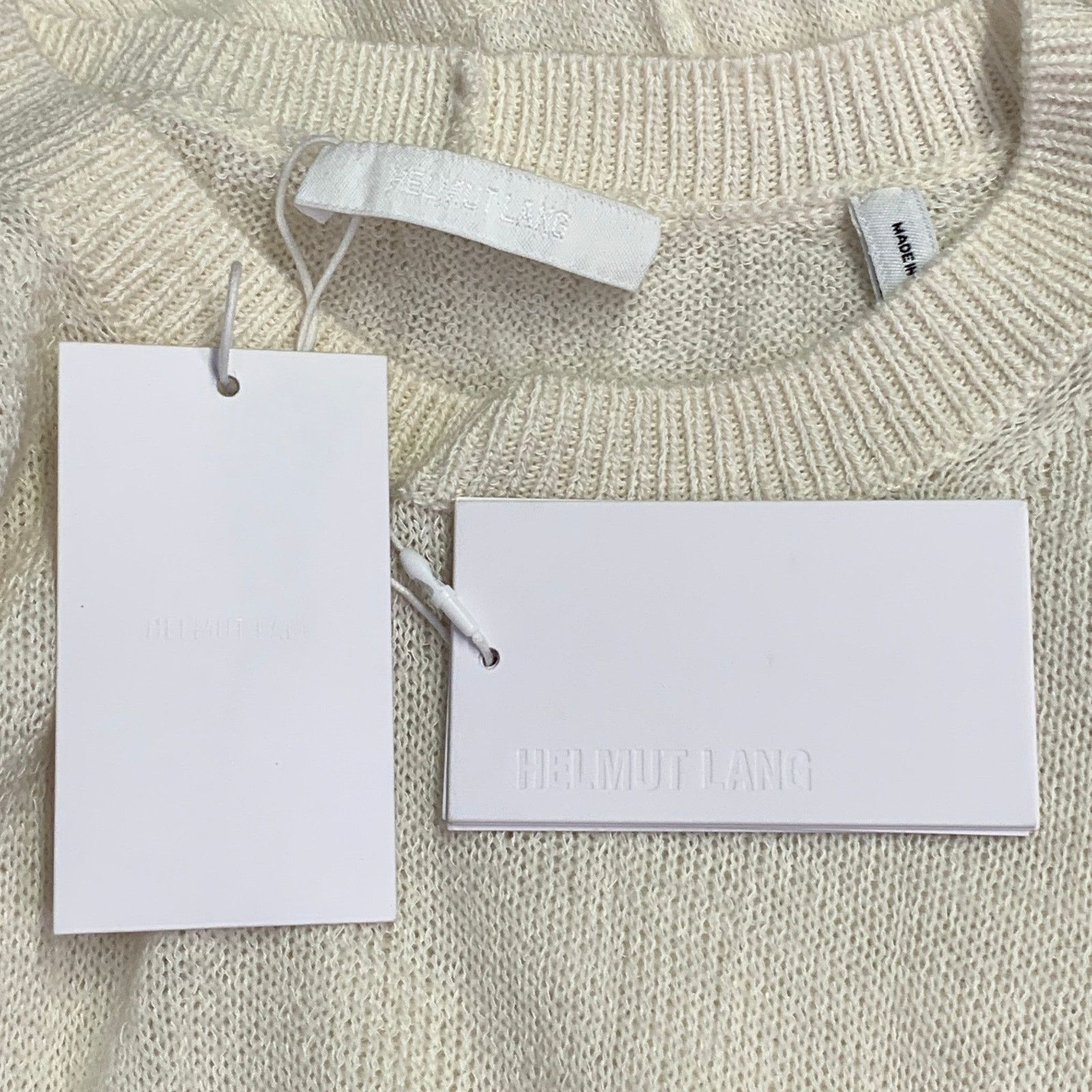 Helmut Lang Cream Ivory Knit Merino Wool Crushed Short Sleeve T-shirt Size US S / EU 44-46 / 1 - 5 Thumbnail