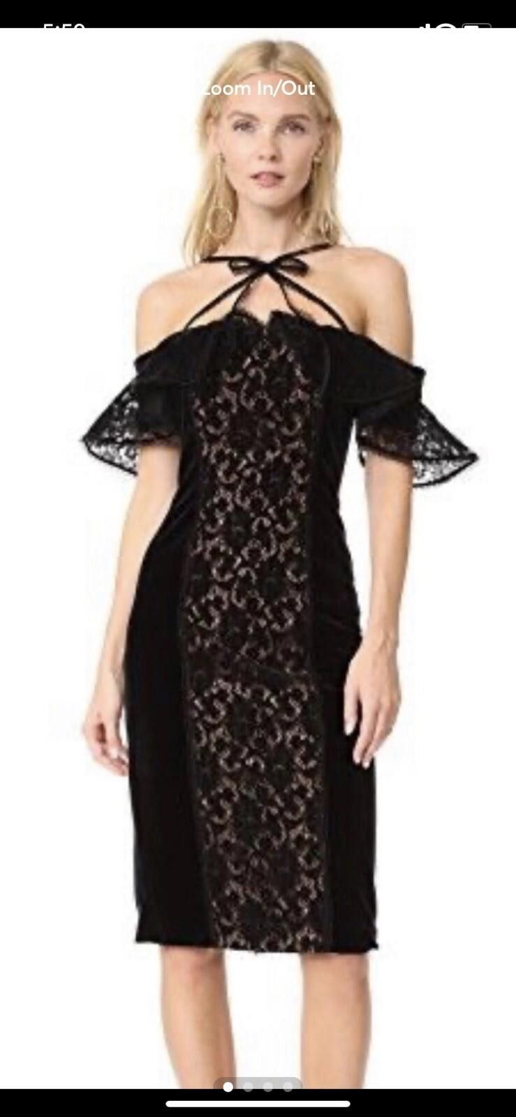 Marchesa Norte Lace Velvet Black Dress Sz 6 New