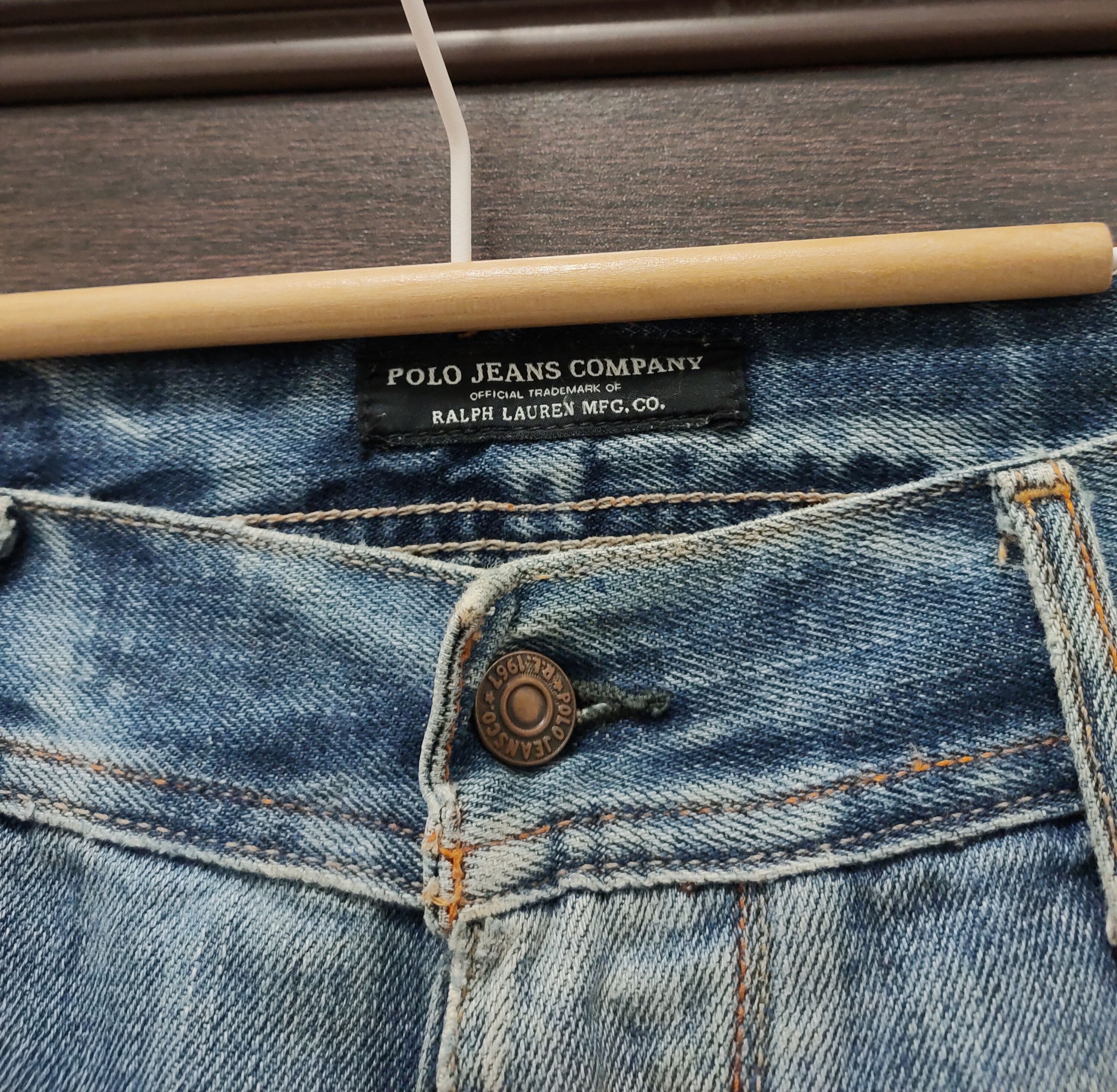 Polo Ralph Lauren 💥 Distressed Polo Ralph Lauren Button Fly Denim 💥 Size US 36 / EU 52 - 6 Thumbnail