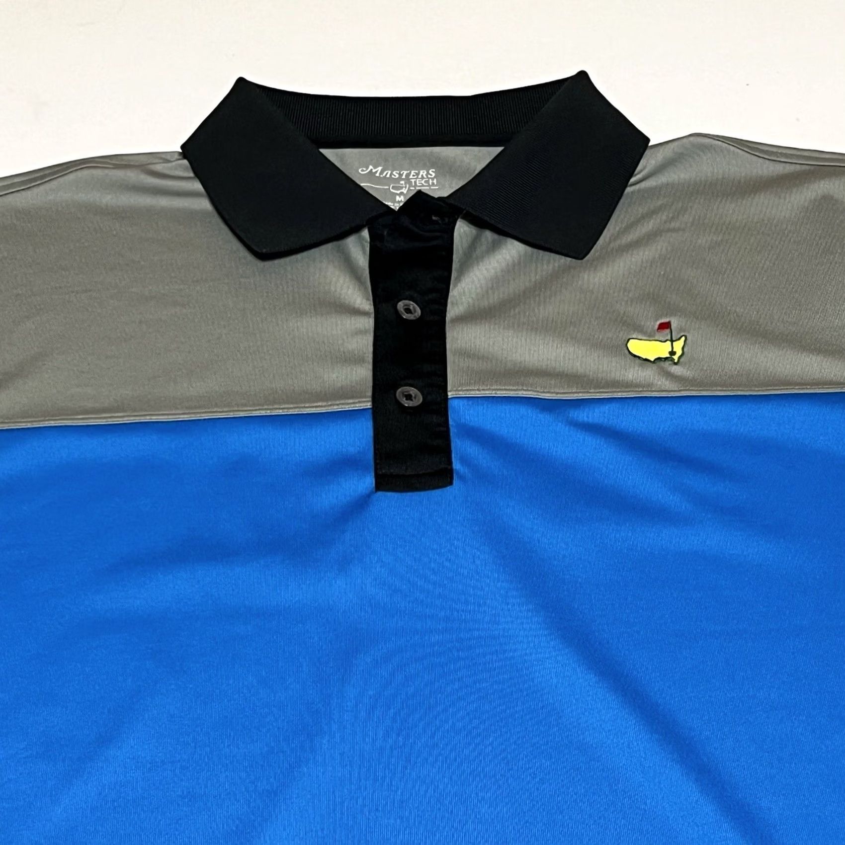 Vintage Masters Tech Polo Shirt Men Medium Blue Gray Stretch Performance Golf Shirt Size US M / EU 48-50 / 2 - 2 Thumbnail