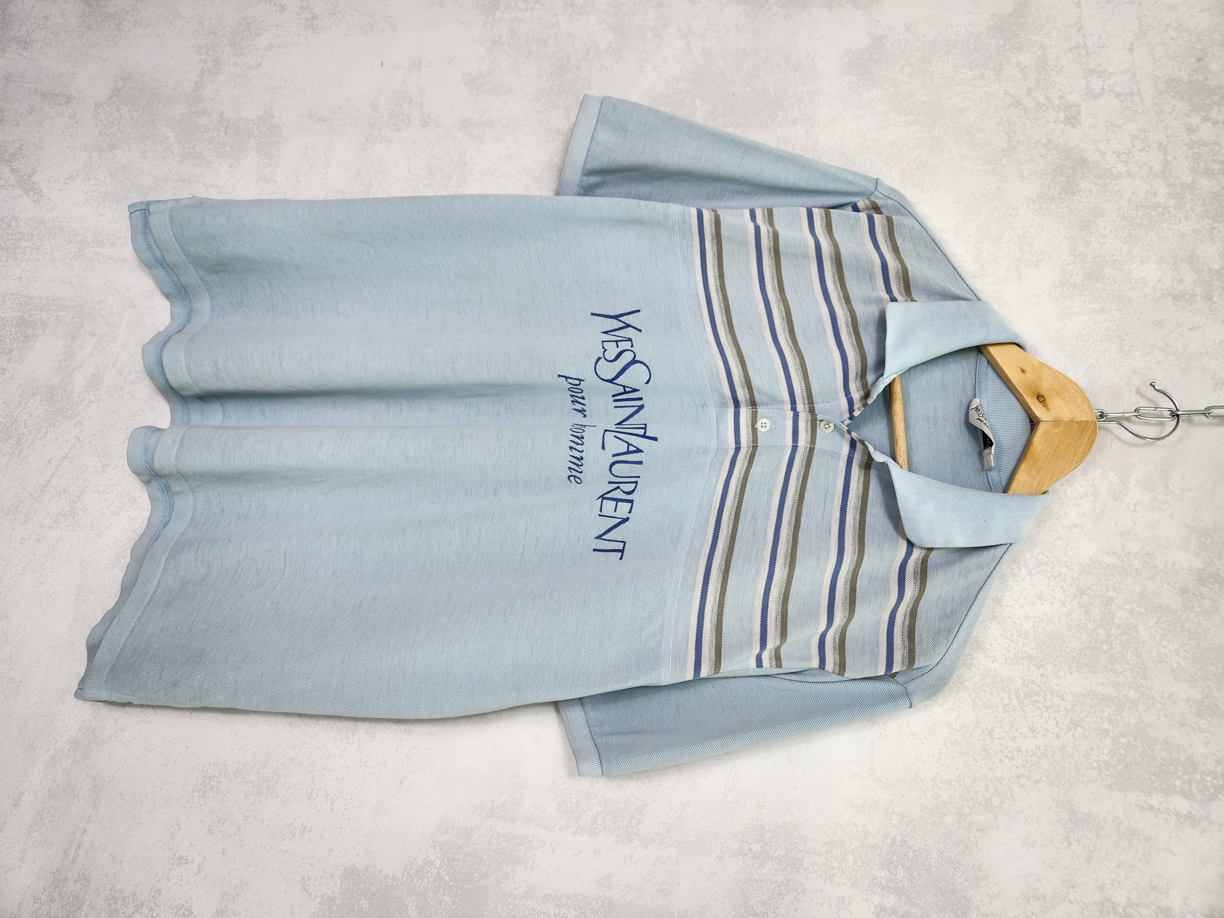Vintage 90s Vintage Yves Saint Laurent YSL blue Polo T-Shirt Size US L / EU 52-54 / 3 - 2 Thumbnail
