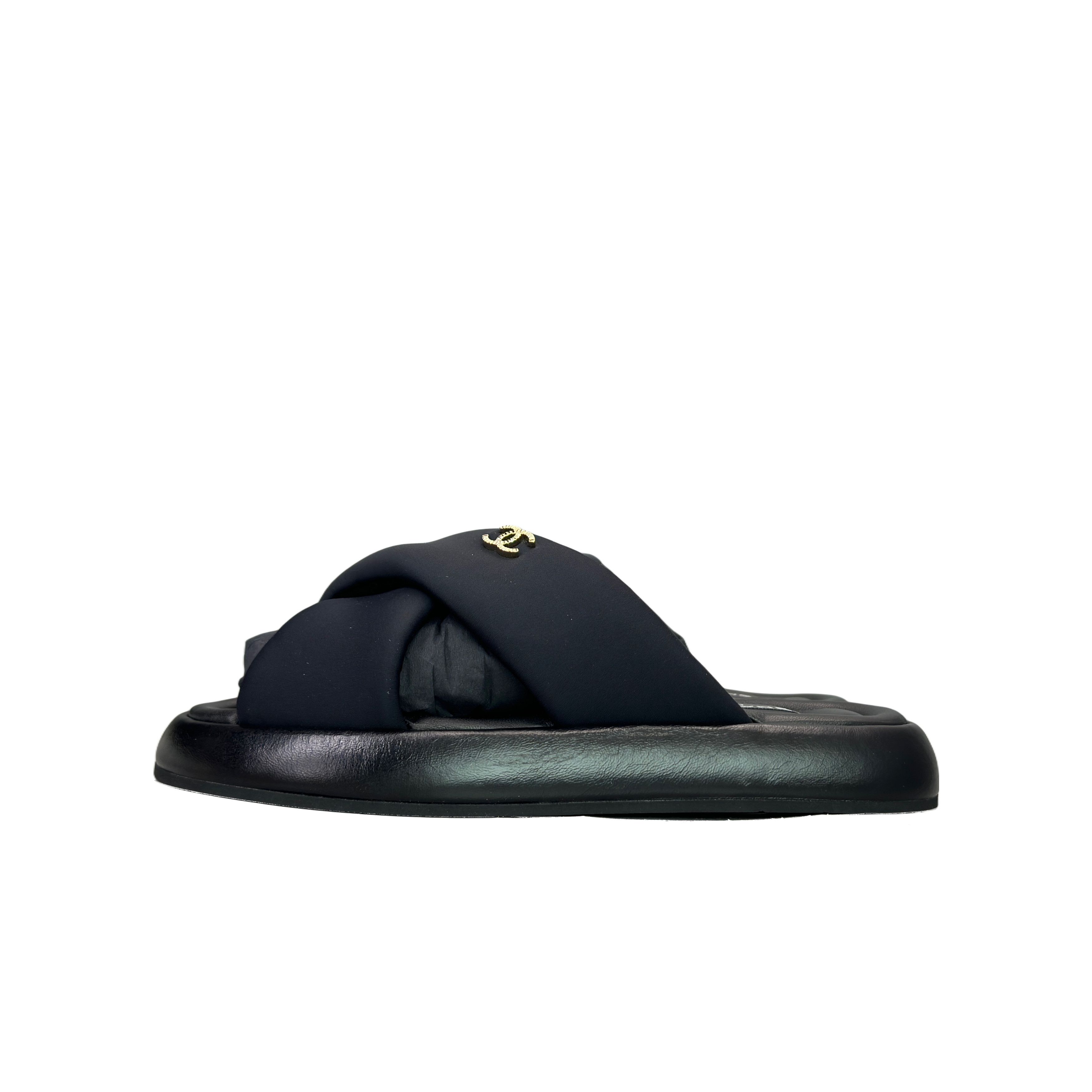 Chanel Chanel Fabric CC Logo Flat Sandals Size 38 Size US 8 / IT 38 - 1 Thumbnail