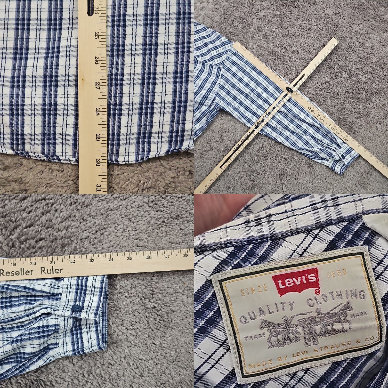 Levi's VINTAGE Levi's Button-Up Shirt Mens XL Blue Plaid Long Sleeve Casual Pockets 90s Size US XL / EU 56 / 4 - 8 Thumbnail