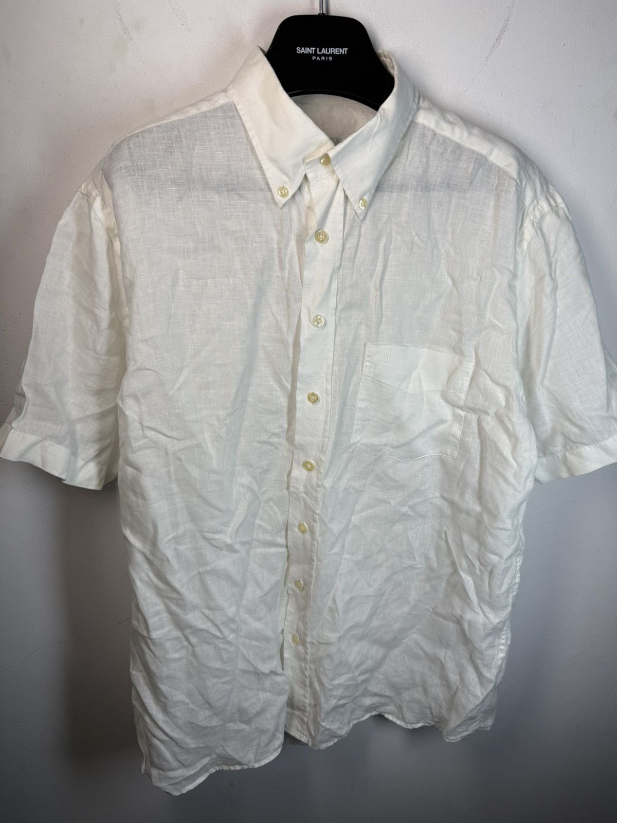 Yves Saint Laurent 100% Linen YSL Shirt White Button Up Size US L / EU 52-54 / 3 - 18 Thumbnail