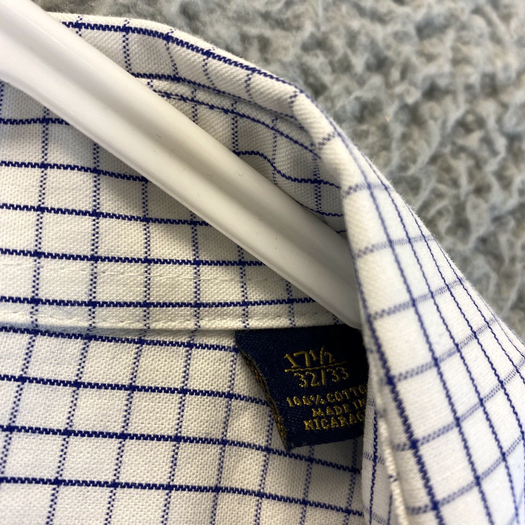 Club Room Club Room Mens Dress Shirt Button-Up White Blue Stripe Cotton 17.5 32/33 Regular Long Sleeve Multicolor Pattern Striped 72-24 Size 46R - 5 Thumbnail