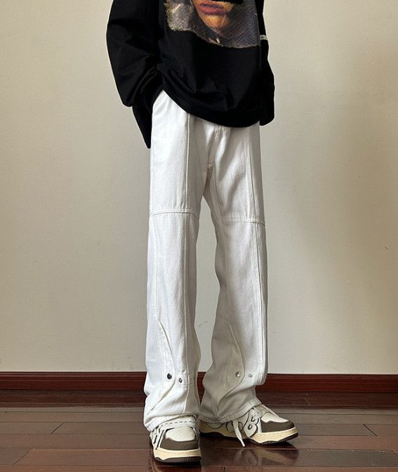 Japanese Brand Men's High-Street Vibe Slim-Fit Flared Cargo Jeans Size US 32 / EU 48 - 5 Thumbnail