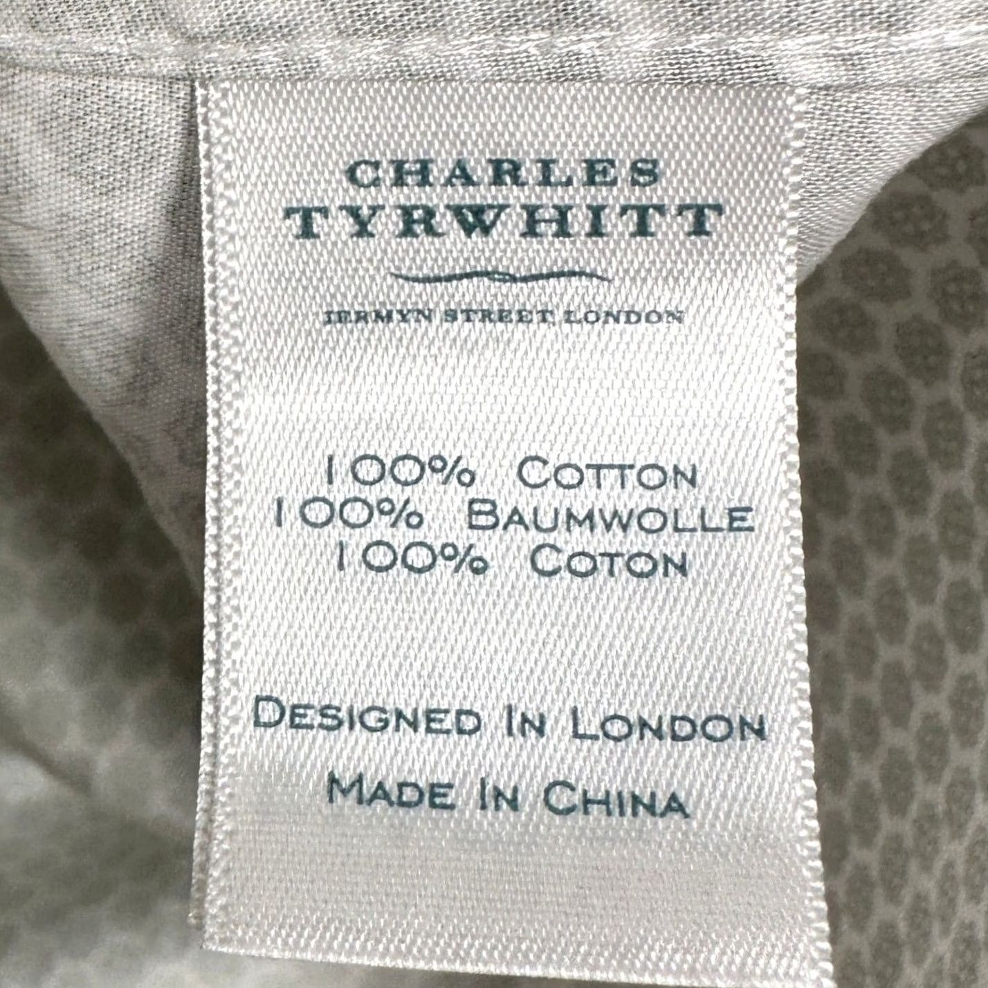Charles Tyrwhitt Charles Tyrwhitt Shirt Mens Small White Green Slim Fit Button Up Geometric EUC Size US S / EU 44-46 / 1 - 5 Thumbnail