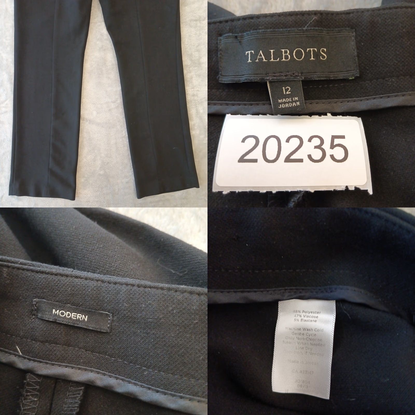 Talbots Talbots Modern Dress Pants Womens Size 12 Black Side Zip 36x31 Mid Rise Pants Women Black Dress Size 34" / US 12 / IT 48 - 8 Thumbnail