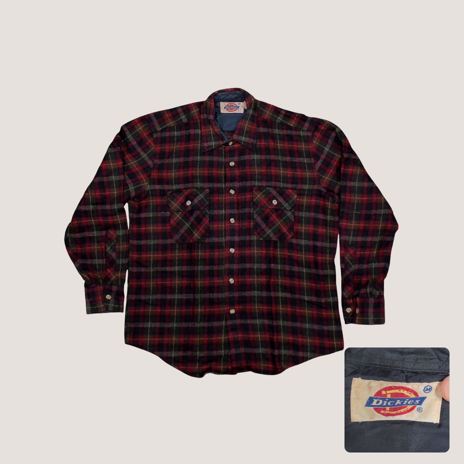 Dickies Vintage 80s Dickies Wool Blend Plaid Flannel Boxy Shacket Size US M / EU 48-50 / 2 - 1 Thumbnail