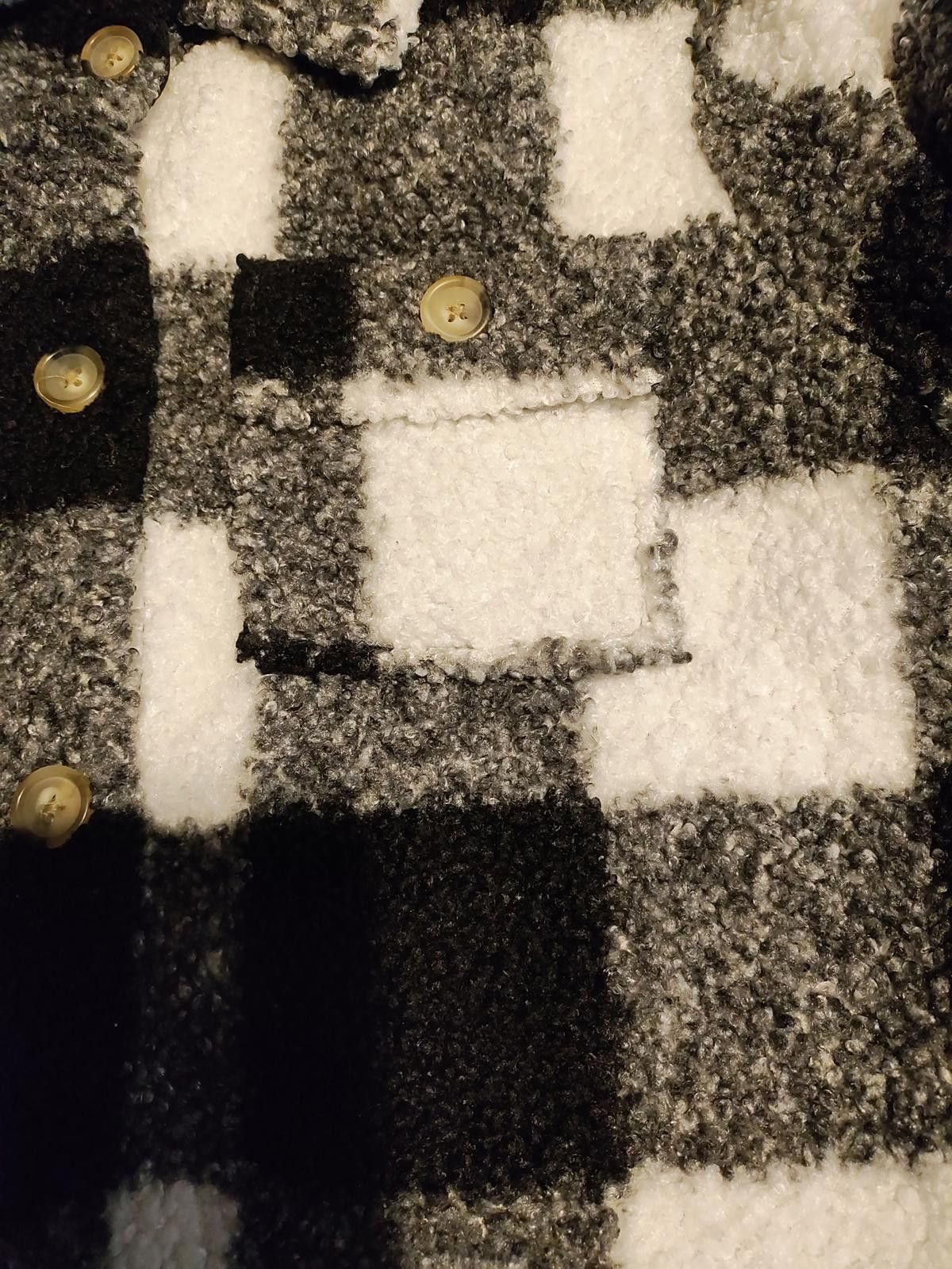 Designer Unisex Kids Black and White Checkered Fleece Jacket Size ONE SIZE - 6 Thumbnail
