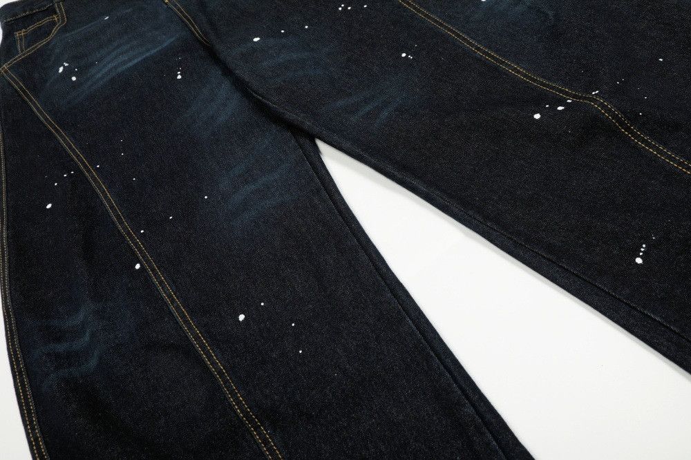 Jean Men's street distressed ink-splashed wide-leg scimitar jeans Size US 32 / EU 48 - 4 Thumbnail