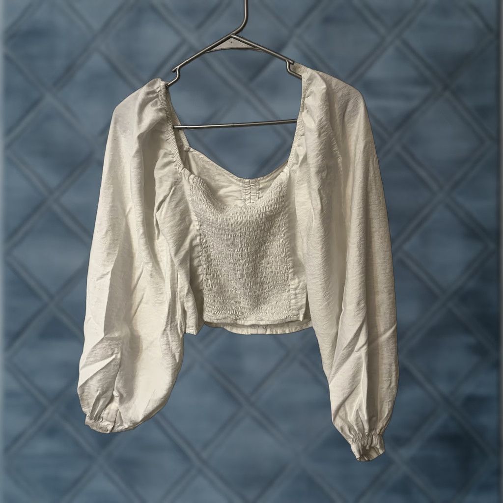 Vintage A New Day Blouse Shirt Womens Off Shoulder Cropped Long Sleeve White S Size S / US 4 / IT 40 - 1 Thumbnail