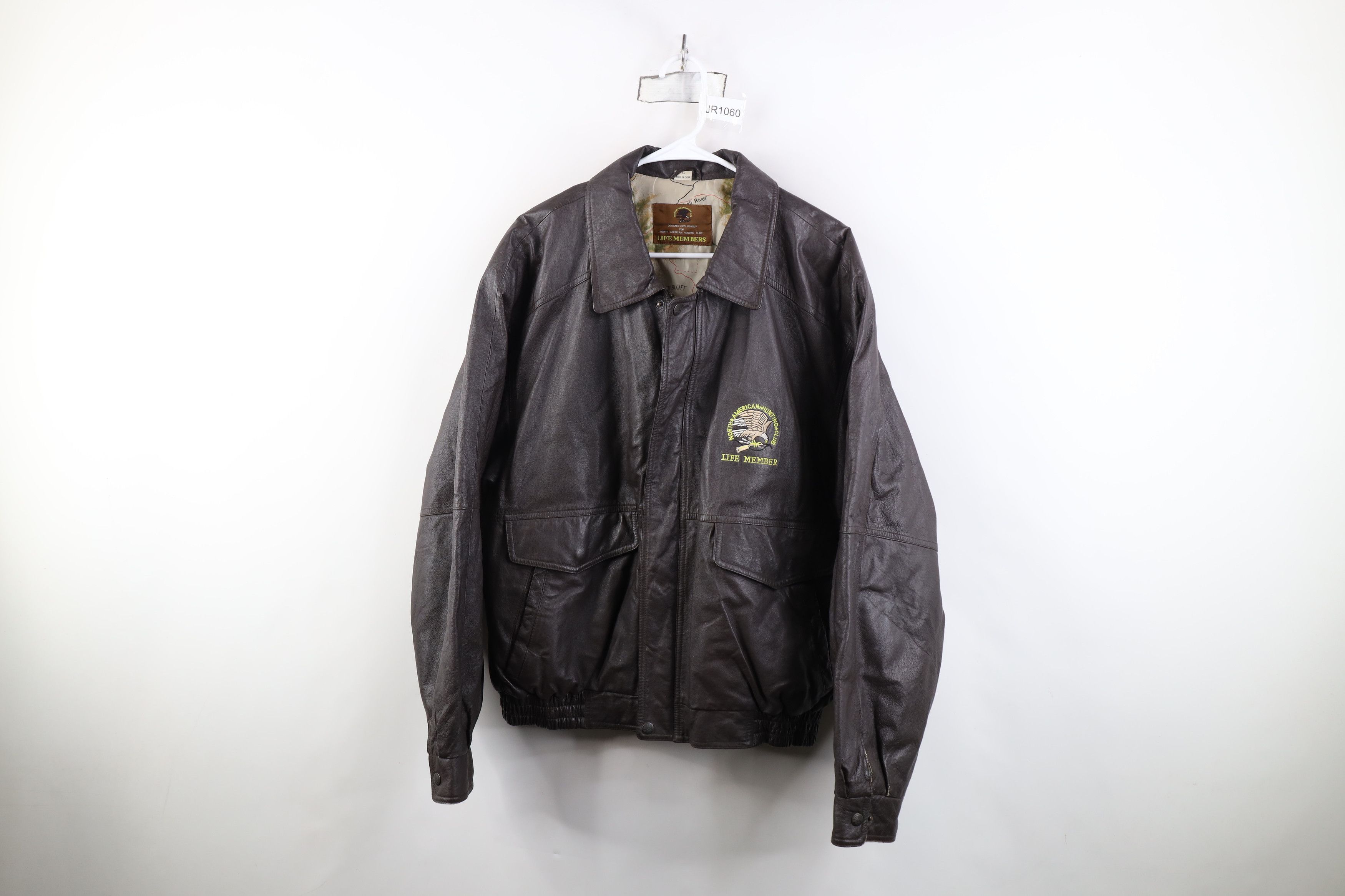 Vintage Vintage 90s North American Club Leather Bomber Jacket Size US XL / EU 56 / 4 - 1 Thumbnail