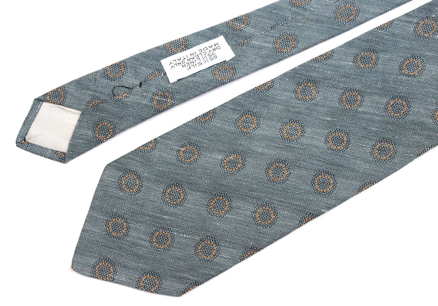 Armani Collezioni Silk Linen Polka Dot Jacquard Tie in Blue and Orange Size ONE SIZE - 3 Thumbnail