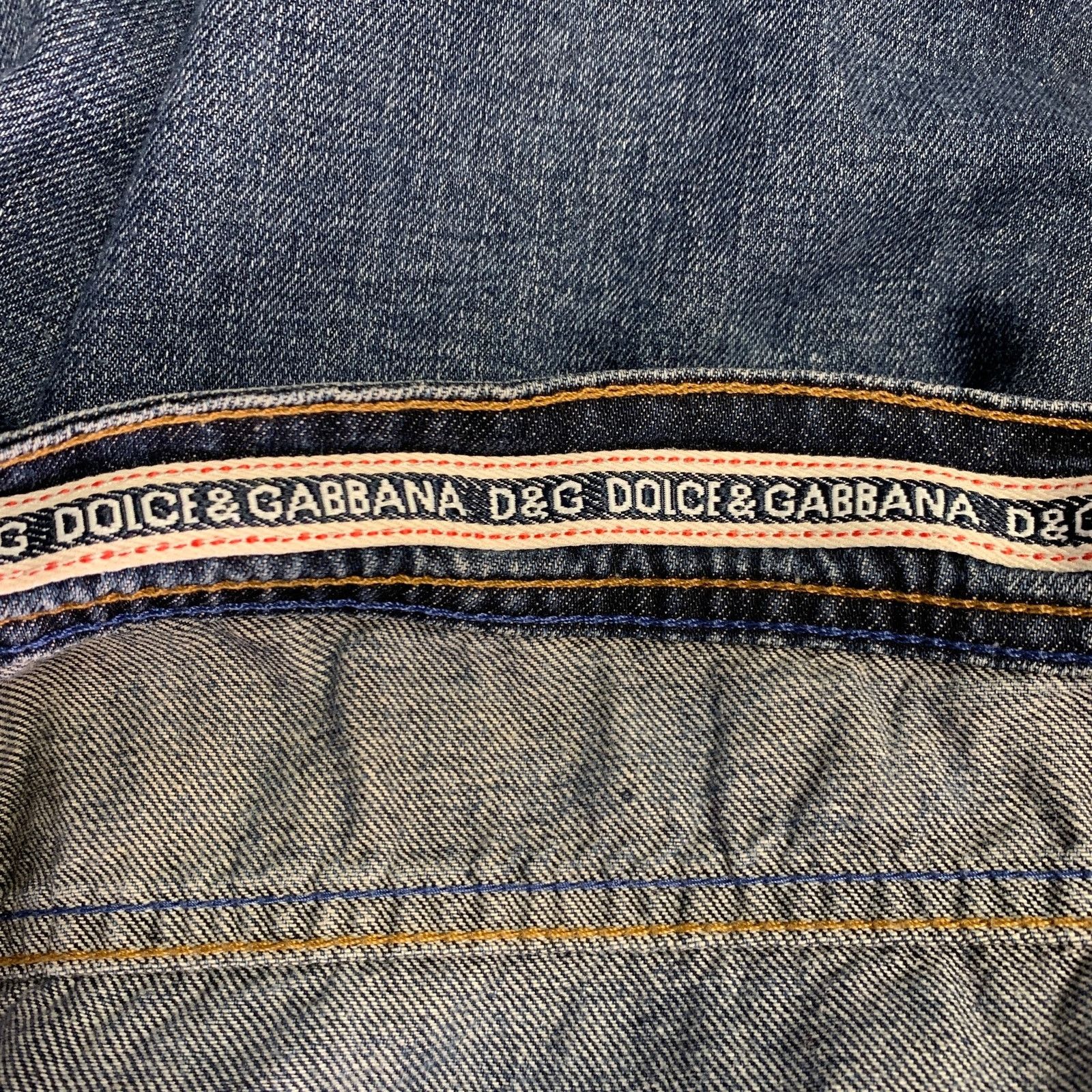 Dolce & Gabbana Size 35 Blue Contrast Stitch Cotton Skinny Low Rise Jeans Size US 35 - 6 Thumbnail