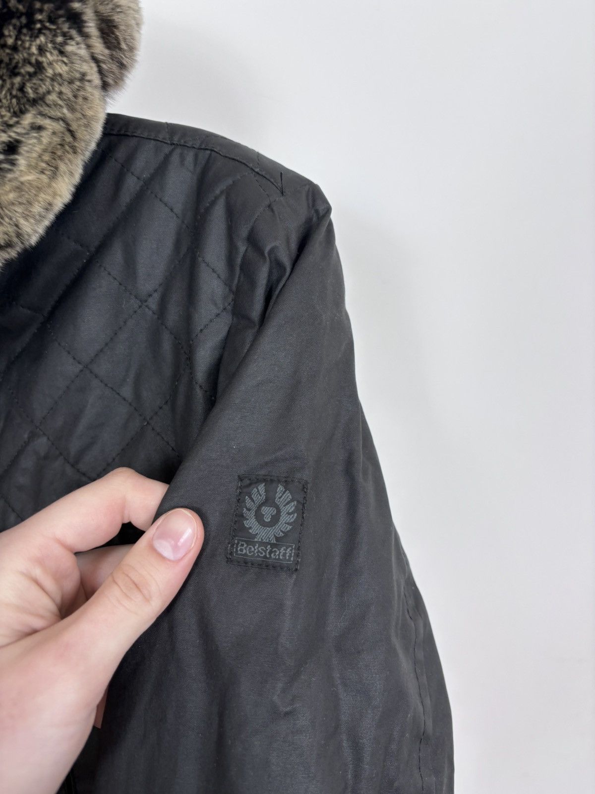Belstaff Belstaff Gold Label Women’s Black Waxed Jacket Fur Trim Size L / US 10 / IT 46 - 14 Thumbnail