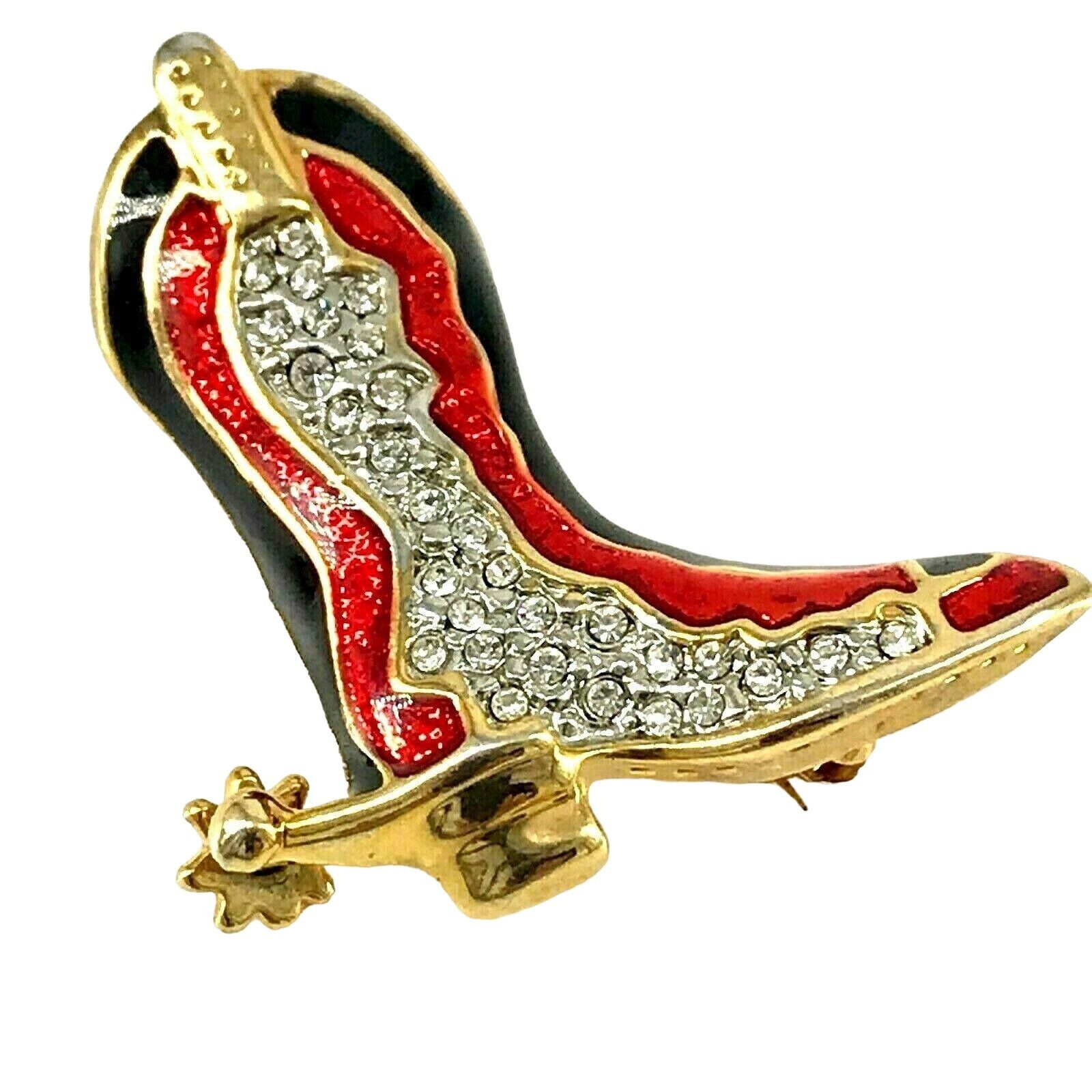 Other Rhinestone Cowboy Boot Brooch Rodeo Cowgirl Western Horse Ra Size ONE SIZE - 2 Thumbnail
