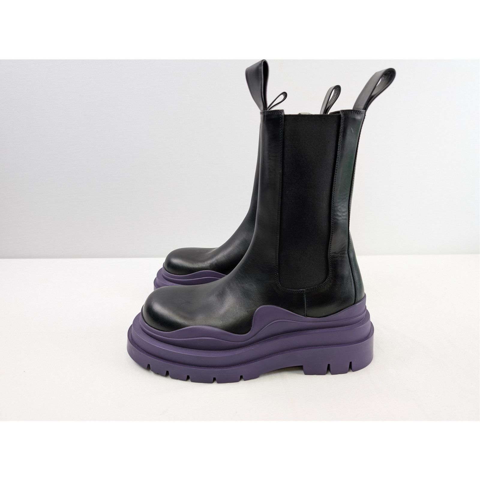 Bottega Veneta o1rshd1 Military Calf Tire Boots in Black/Purple Size US 8 / EU 41 - 9 Thumbnail