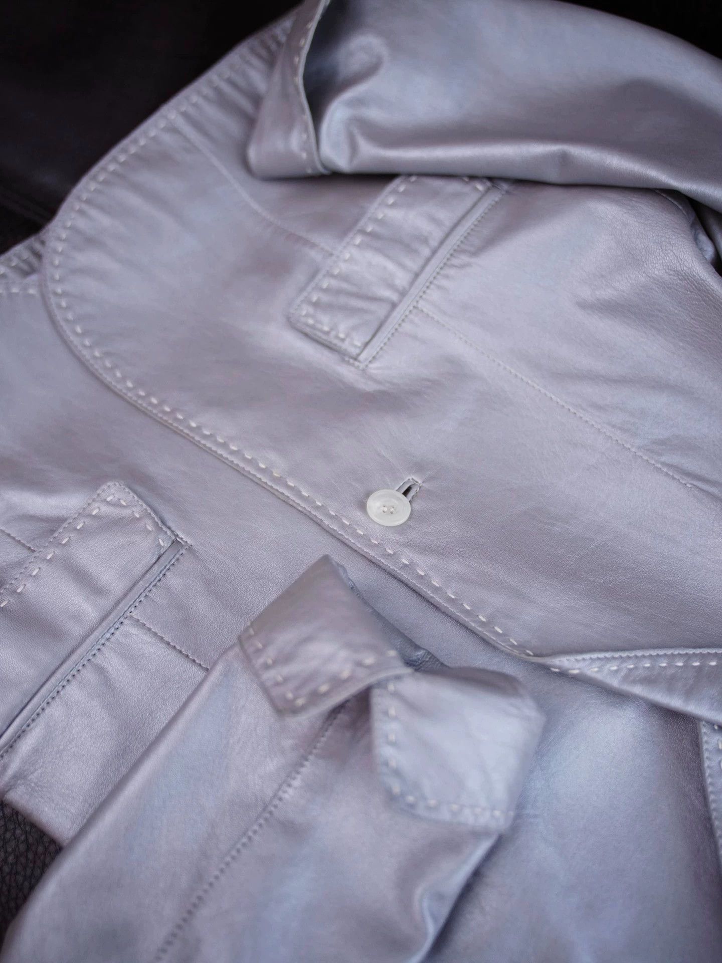 Balmain Balmain Silver Lambskin Tailored Blazer S/M Size S / US 4 / IT 40 - 5 Thumbnail