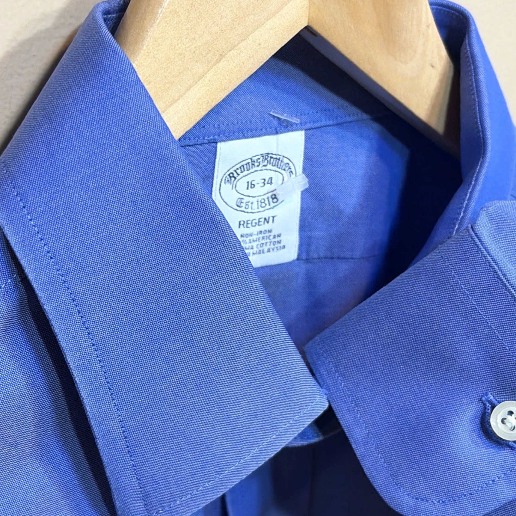 Brooks Brothers Regent Dress Shirt Blue Supima Cotton Non-Iron Button Up  16-34 L Men