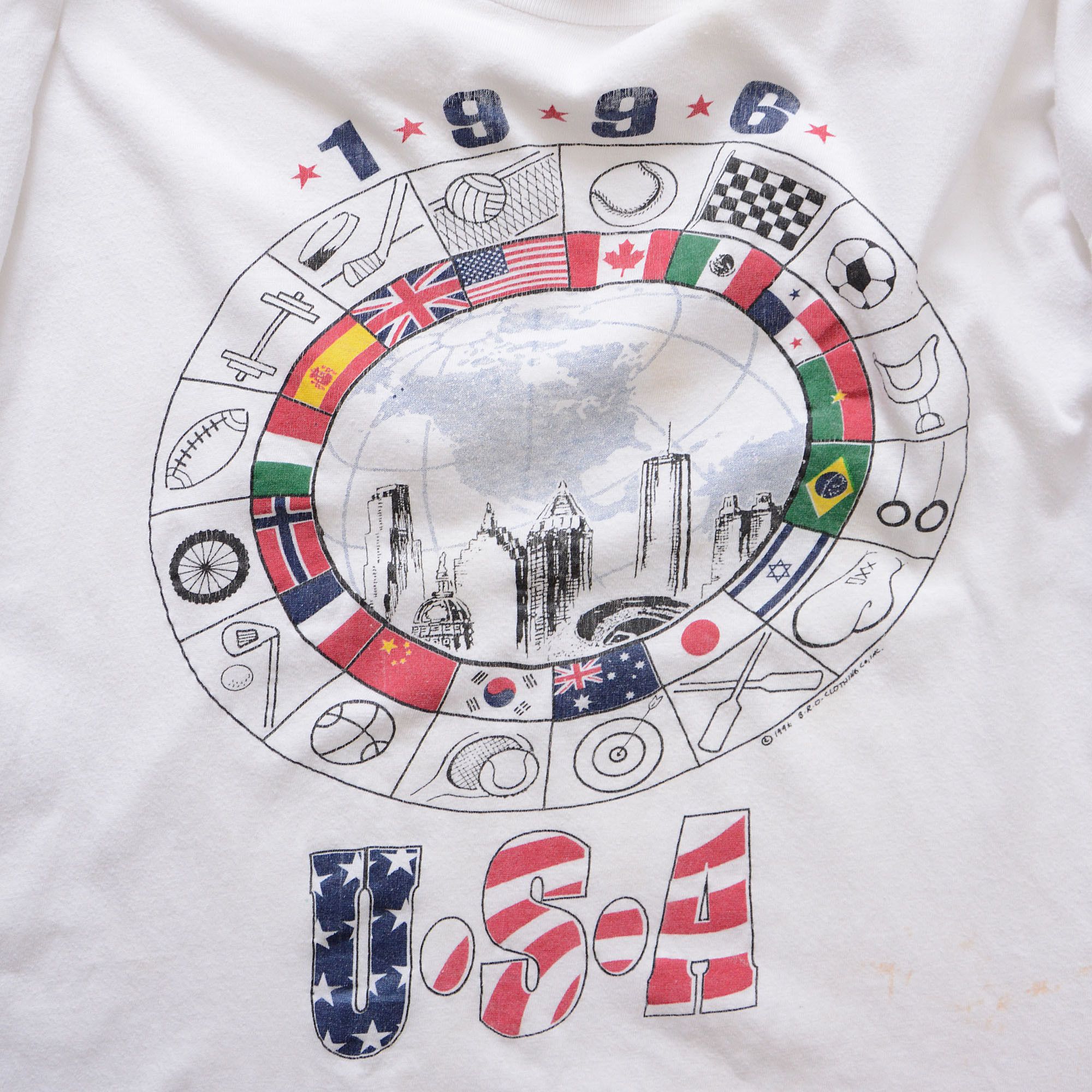 Vintage 90s VIntage Sport Flag T-Shirt XL Q-TEES 100% Cotton Size US XL / EU 56 / 4 - 7 Thumbnail