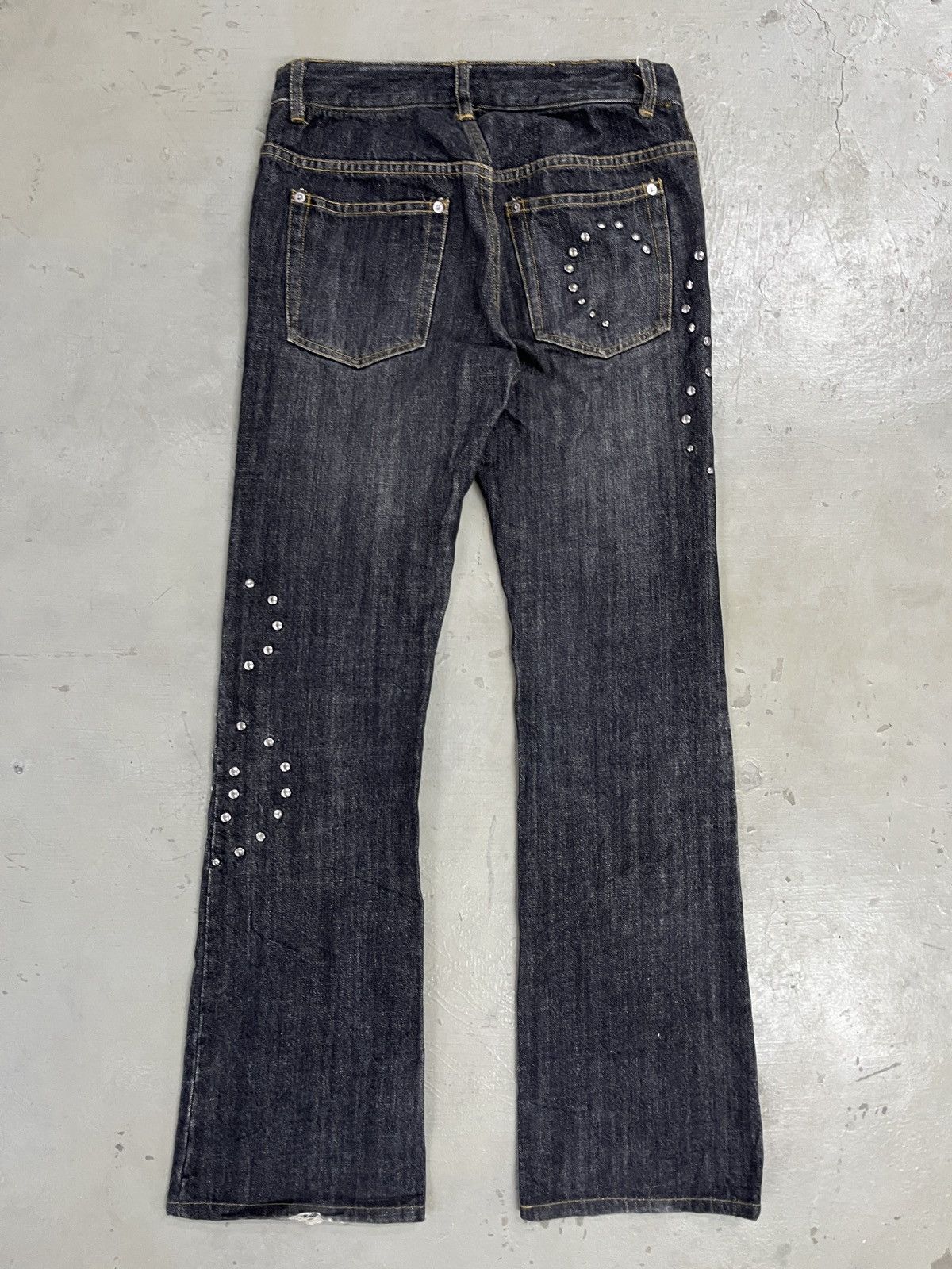 If Six Was Nine 2000s Katherine Hamnett London Tribal Studded Flared Jeans Size US 30 / EU 46 - 10 Thumbnail