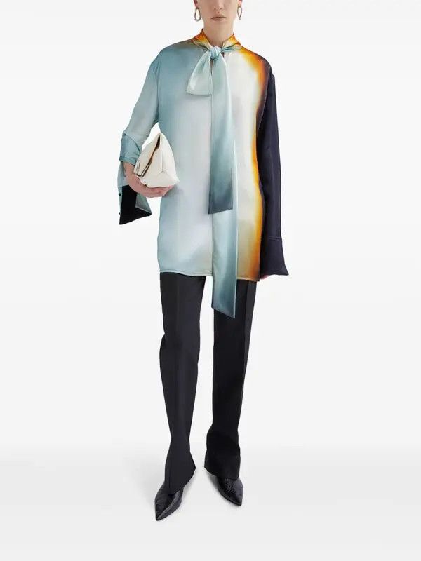 Jil Sander o1loc1c0426 Abstract Pattern Shirt in Blue Size L / US 10 / IT 46 - 2 Thumbnail
